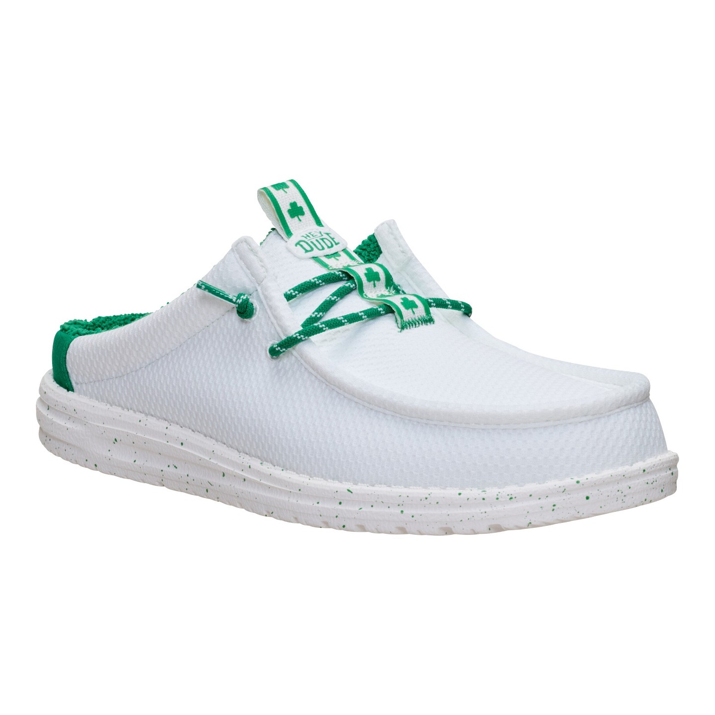 HEYDUDE Men Wally Slip Shamrock, White/Green, 10, цвет: Белый — фото 6