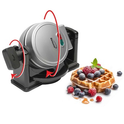 Silver 5-Inch Non-Stick Rotating Belgian Waffle Maker