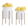 Sagebrook Home Indoor Outdoor Geometric Planters on Metal Stand, Set of 2, White and Gold - 3 of 4
