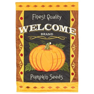 Magnolia Garden Welcome Brand Pumpkin 13 x 18 Inch Polyester Garden Flag - 1 of 2
