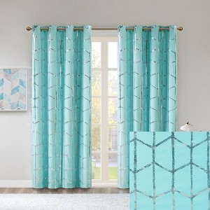 MAYEERTY 1 Pc Panel Total Blackout Metallic Print Grommet Top Curtain Panel - 1 of 4