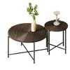 NicBex Natural 2-Piece Round Coffee Table & End Table Set,Distressed Wood Design & Black Metal Legs,Center Table for Living Room - 2 of 4