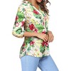 Nlife Women's Casual V Neck Floral Print 3/4 Length Sleeve Blouses Tropical Hawaiian Shirt Tops - 3 of 4