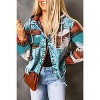 I AM A FASHION JUNKY Multicolor Geometric Print Frayed Hem Denim Jacket - 3 of 4