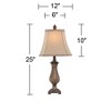 Regency Hill Traditional Table Lamp 25" High Old Oak Antique Petite Vase Beige Rectangular Shade for Living Room Family Bedroom Bedside - 4 of 4