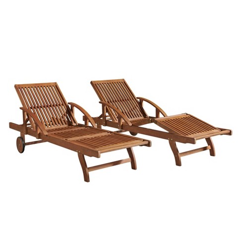 Outdoor Deck Chair Wooden Foldable Sun Lounger Footrest Garden Seat Adjustable 