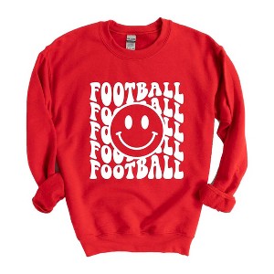 Simply Sage Market Women's Graphic Sweatshirt Football Smiley Face - 1 of 4