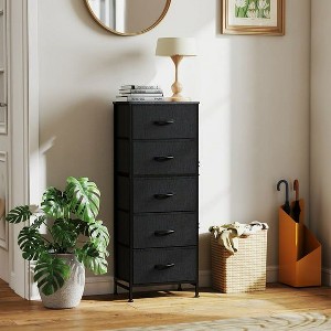 JIONJOY 5-Drawer Fabric Dresser - Metal Frame, Wooden Top TV Stand for Clothes Storage (Living Room Hallway Entryway) - 1 of 4