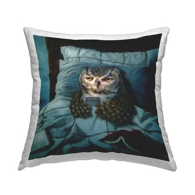 Stupell Industries Night Owl on Phone in Bed Funny Animal