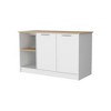 Kitchen Island with Spacious Countertop, Double Door Cabinets and 2 Open Storage Shelves - 2 of 4
