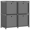 vidaXL Free-Standing 4-Cube Display Shelf with Fabric Boxes - Industrial-Style Room Organizer - 2 of 4