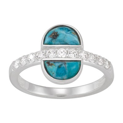 Silpada 'Good Lessons' Sterling Silver Compressed Turquoise and Cubic Zirconia Ring