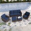 YARDSIGHT 5-Piece Patio Swivel Conversation Set with 3-Seat Sofa, 2 Swivel Chairs, and 2 Ottomans, for Garden, Deck, or Porch - 2 of 4