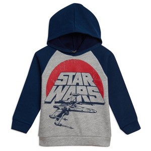 Star Wars The Mandalorian Darth Vader X-Wing Millennium Falcon Fleece Pullover Hoodie Toddler to Big Kid - 1 of 4
