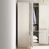 Hitow Modern Gray Armoire Set Frosted Glass Doors Woodgrain Finish Cream Style - 2 of 4