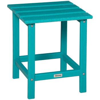 Outsunny Patio Side Table, 18" Square Outdoor End Table, HDPE Plastic Tea Table for Adirondack Chair, Backyard or Lawn