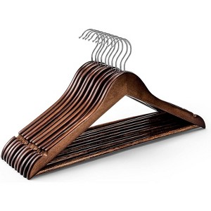 HOUSE DAY Wooden Hangers Solid Wood Coat Hangers 360°Swivel Chrome Hook - 1 of 3