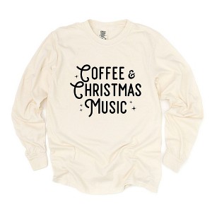 Simply Sage Market Women's Coffee and Christmas Music Long Sleeve Garment Dyed Tee - 1 of 4