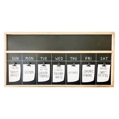 VIP Wood 31.5 in. Black Chalkboard Weekly Menu Planner