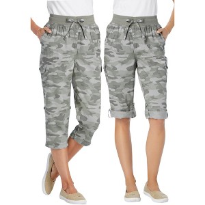 Woman Within Plus Size Petite Convertible Length Cargo Capri/Bermuda - 1 of 4