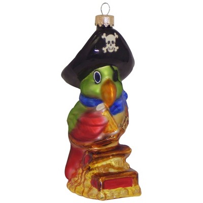 Christmas by Krebs 4.75" Red and Green Pirate Parrot Figurine Christmas Ornament