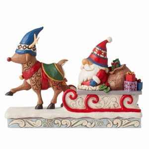 Jim Shore 6.0 Inch Traveling Toward Christmas Reindeer Pulling Gnome Sled Gnome Figurines - 1 of 3