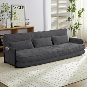 Mjkone Muti-Functional Folding Futon Sofa Bed Floor Sofa Bed，3-Seater Lazy Sofa with Pillows,6 Position Adjustable Backrest - 1 of 4