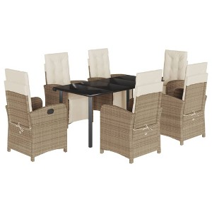 vidaXL Garden Dining Set Beige PE Rattan 6-seater Lots of Seating - 1 of 4