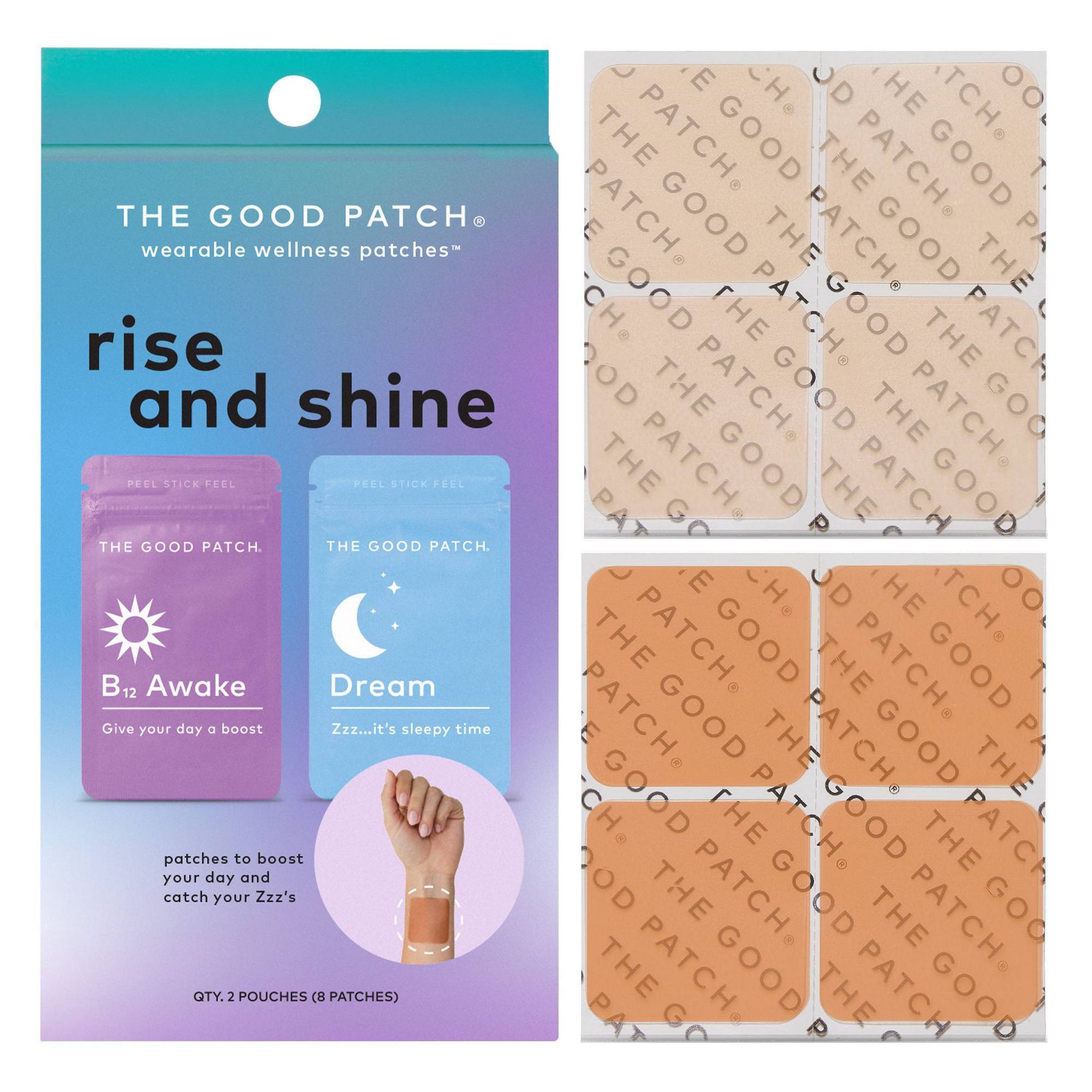 The Good Patch Rise and Shine Set Plant-Based Vegan Wellness Patch - 8ct