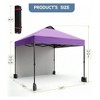 Garvee 10'x10' Outdoor Canopy Tent with Sidewall, Pop up Canopy with Vented Roof, Portable Instant Camping Beach Canopy Tents - 3 of 4