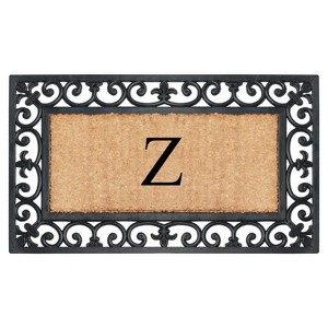 A1HC Natural Rubber & Coir 18x30, Monogrammed Doormat For Outdoor Entrance, Anti-Shed Treated Mat - 1 of 4