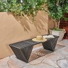 MOEPISY Acacia Wood Bench With Sharp Edges And Unique Geometric Design - 4 of 4