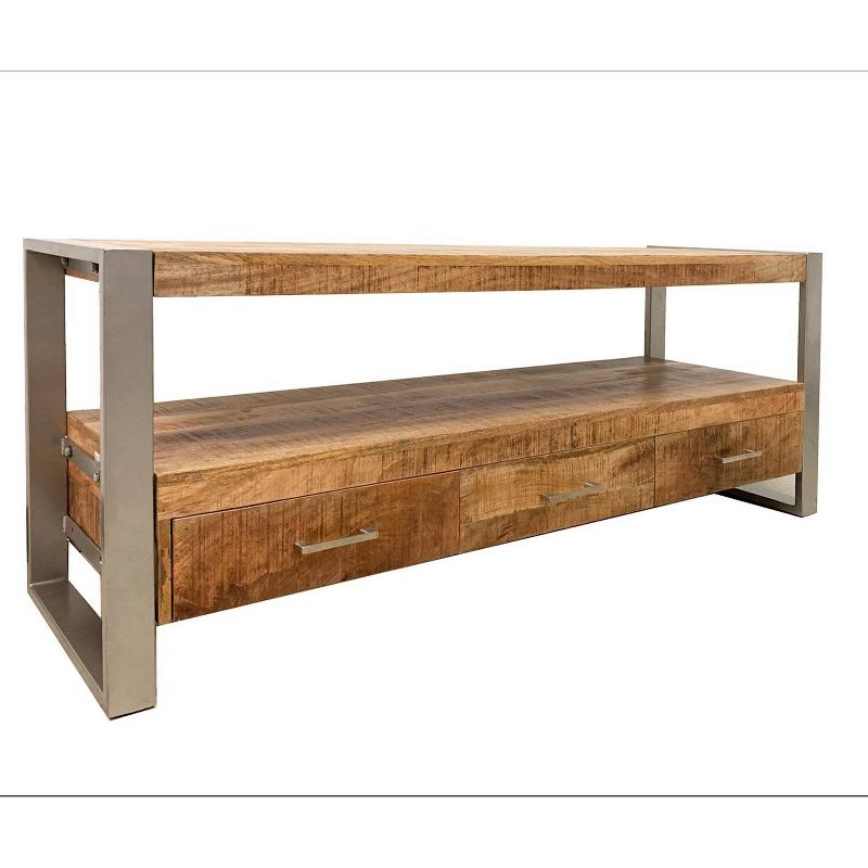 Handmade Industrial Reclaimed Wood 3 Drawer TV Stand for TVs up to 70&#34; Brown - Timbergirl, 1 of 6