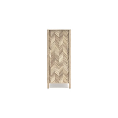 Tan Oak Grain Mid-Century 5-Drawer Dresser with Chevron Pattern
