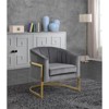 Carter 18.5"H Velvet Accent Chair in Gray and Gold-Meridian Furniture - 2 of 4