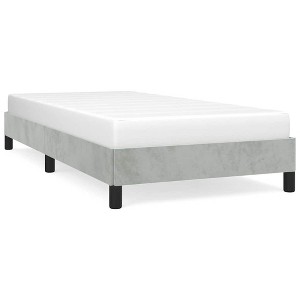 vidaXL Twin Bed Frame, Velvet Upholstered Platform Bed Frame, Light Gray, No Mattress - 1 of 4