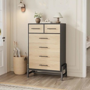 Coolmee 4+2 Dresser for Bedroom, Freestanding 46.6" Tall Drawer Dresser with Storage, Wooden Closet Storage Chest for Living Room, Bedroom, Entryway - 1 of 4