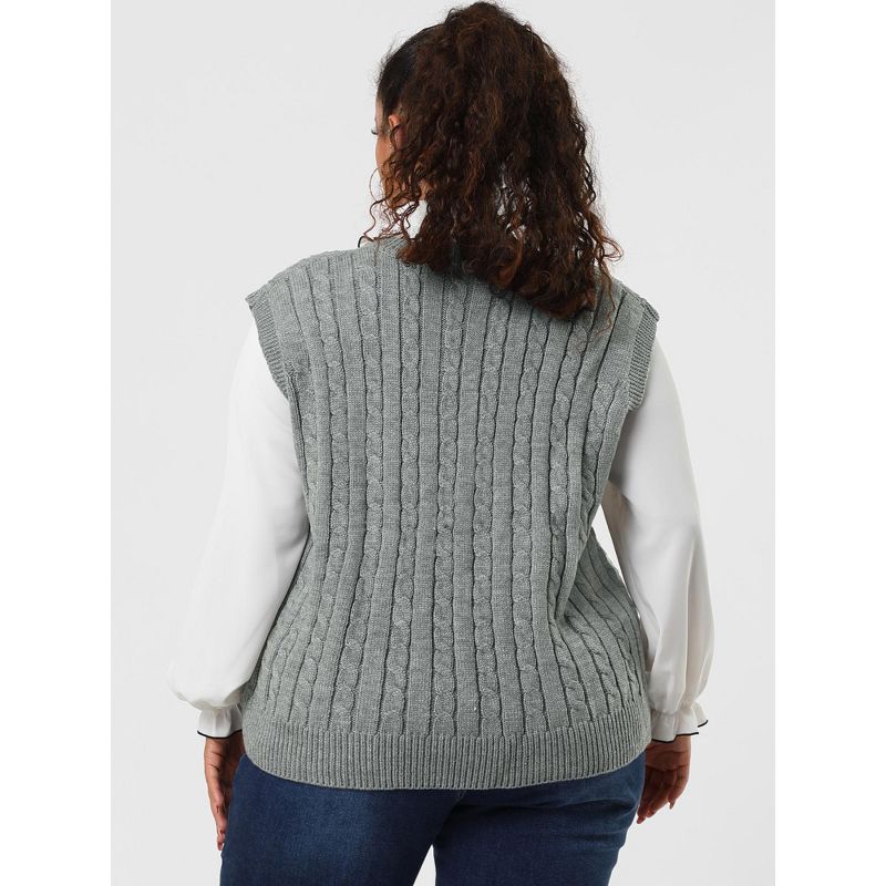 Agnes Orinda Women's Plus Size V Neck Knit Sleeveless Pullover Fashion Sweater Vests, 5 of 7