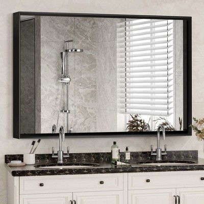 Black Framed Mirror,Rectangular Wall Mounted Cosmetic Mirror,Bathroom Mirror,Wall Hanging Mirror,Decorative Mirror-The Pop Home