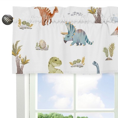 Watercolor Dinosaur Multicolor Rod Pocket Window Valance