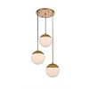 Elegant Lighting Eclipse 3 Lights Brass Pendant With Frosted White Glass - 3 of 4