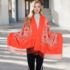 Anna-Kaci Women's Floral Mandala Embroidered Scarf with Fringed Edges and Lightweight Fabric - 4 of 4