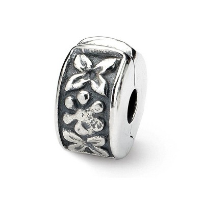Black Bow Jewelry Sterling Silver Hinged Flower Clip Bead Charm