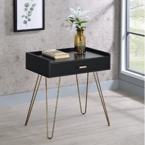 Anybear Black and Gold Wood Storage End Table - 1 of 4