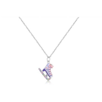 Chanteur Hypoallergenic Kids Jewelry Accessories Ice skates Crystal White Gold Palladium Plating Necklace