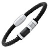 Steeltime Men's black braided leather, black rubber and two tone black ip and stainless steel charm bracelet - 2 of 4