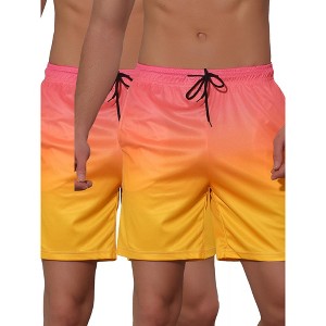 Lars Amadeus Men's Contrast Color Summer Beach Colorful Swimwear Shorts 2 Packs - 1 of 4