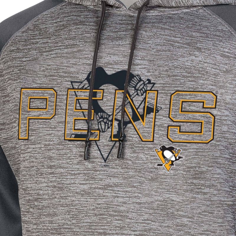 NHL Pittsburgh Penguins Men&#39;s Gray Performance Hooded Sweatshirt, 3 of 4