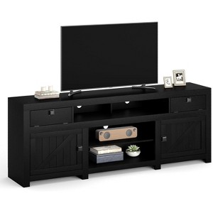 70 Inch Farmhouse TV Stand for 75-80 Inch TVs, 4-Drawer Entertainment Center with 3 Open Shelves, Wood Tone Media Console for Living Room and Bedroom - 1 of 2