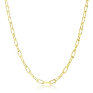 Bella Silver Sterling Silver Polished & Rope Design Paperclip Necklace - Gold Plated - Gold - 16+2 Inch - 1 of 2